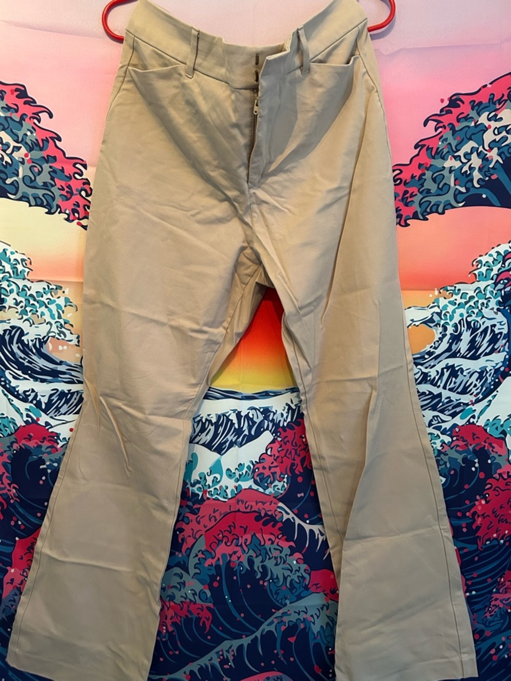 High Rise Pixi Flare Khaki Pants for Women